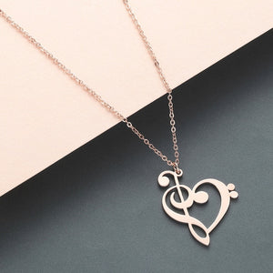 Double Clef Heart Necklace
