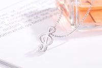 3D Silver G-Clef Necklace With Zircon