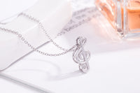 3D Silver G-Clef Necklace With Zircon