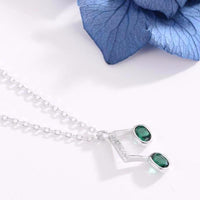 Green Eighth Note Silver Necklace