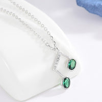 Green Eighth Note Silver Necklace