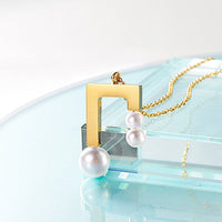 Eighth Note Necklace With Pearl Heads