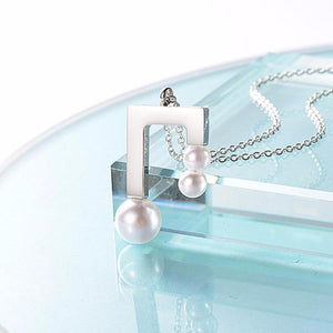 Eighth Note Necklace With Pearl Heads
