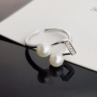 Pearl Eighth Note Sculpture Silver Ring