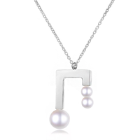 Eighth Note Necklace With Pearl Heads